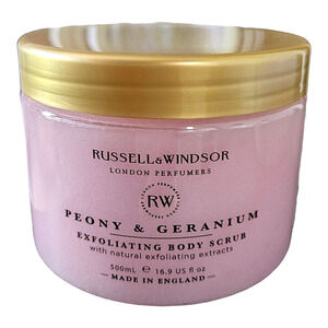 NEW Russell & Windsor Exfoliating Body Scrub Peony & Geranium 16.9 oz.